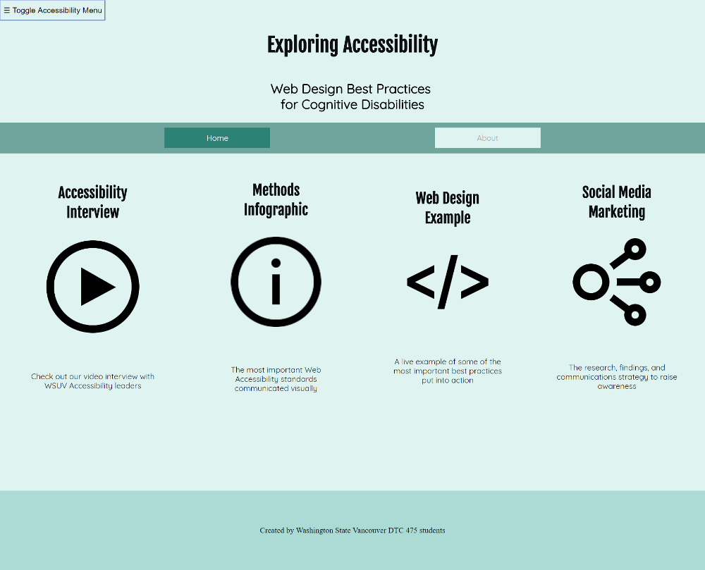 a screen shot of our accessibility website