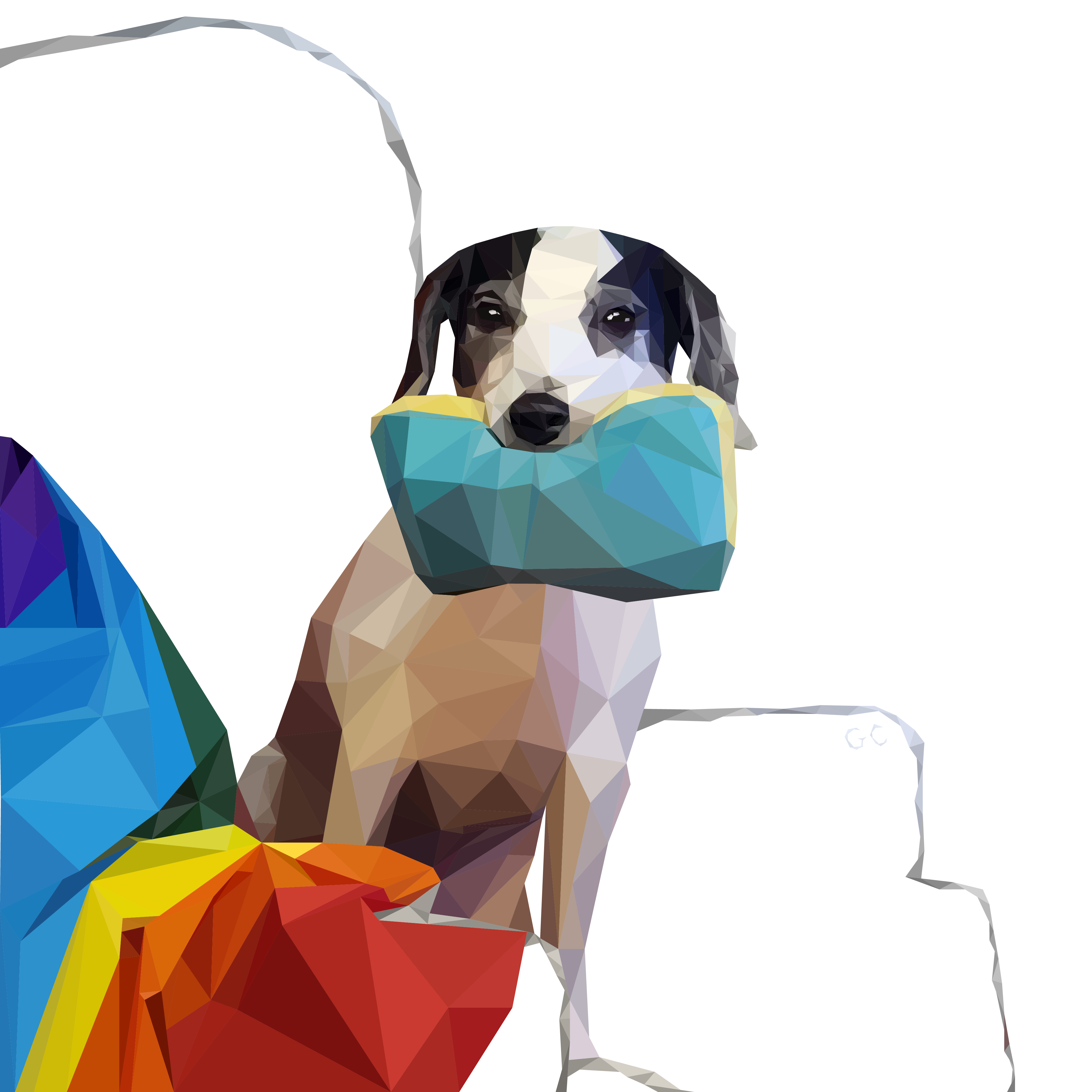 Polygon vector image of Snoopy the dog.