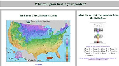 screenshot of gardening webpage