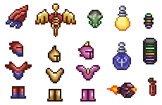 Some of Pickle Militia's equipables.