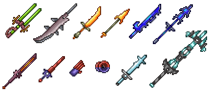 Snippet of some of the melee weapons.
