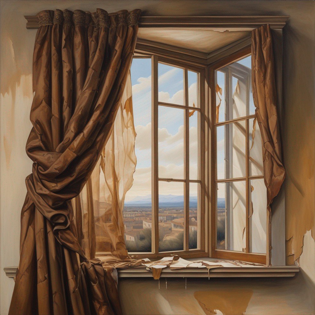 Painting of the broken window in the Study