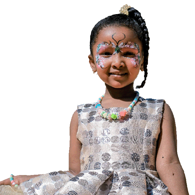 young girl with her face painted