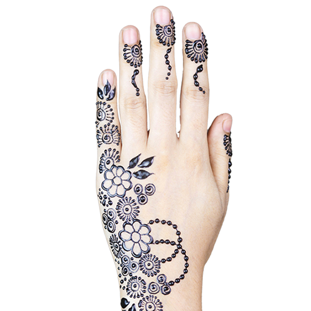 henna design drawned on hand