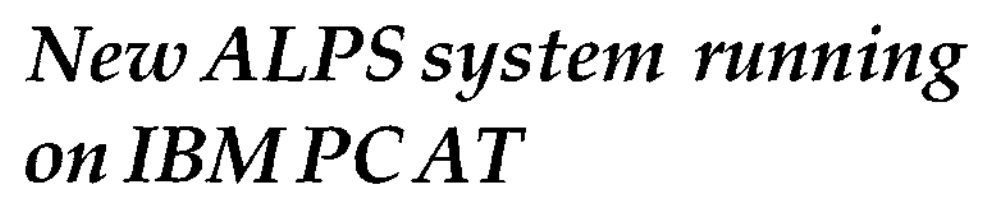 Headline of IBM's Article on ALPS