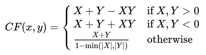 Formula for calculating mycin's certainty factor