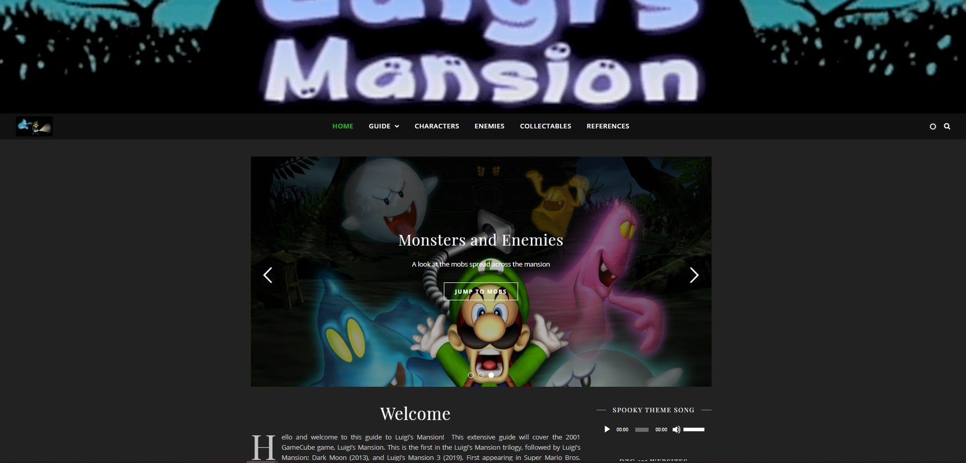 A screenshot and link to a website guide to Luigi's Mansion