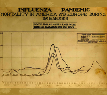 The 1918/19 peak of mortality in the fall.