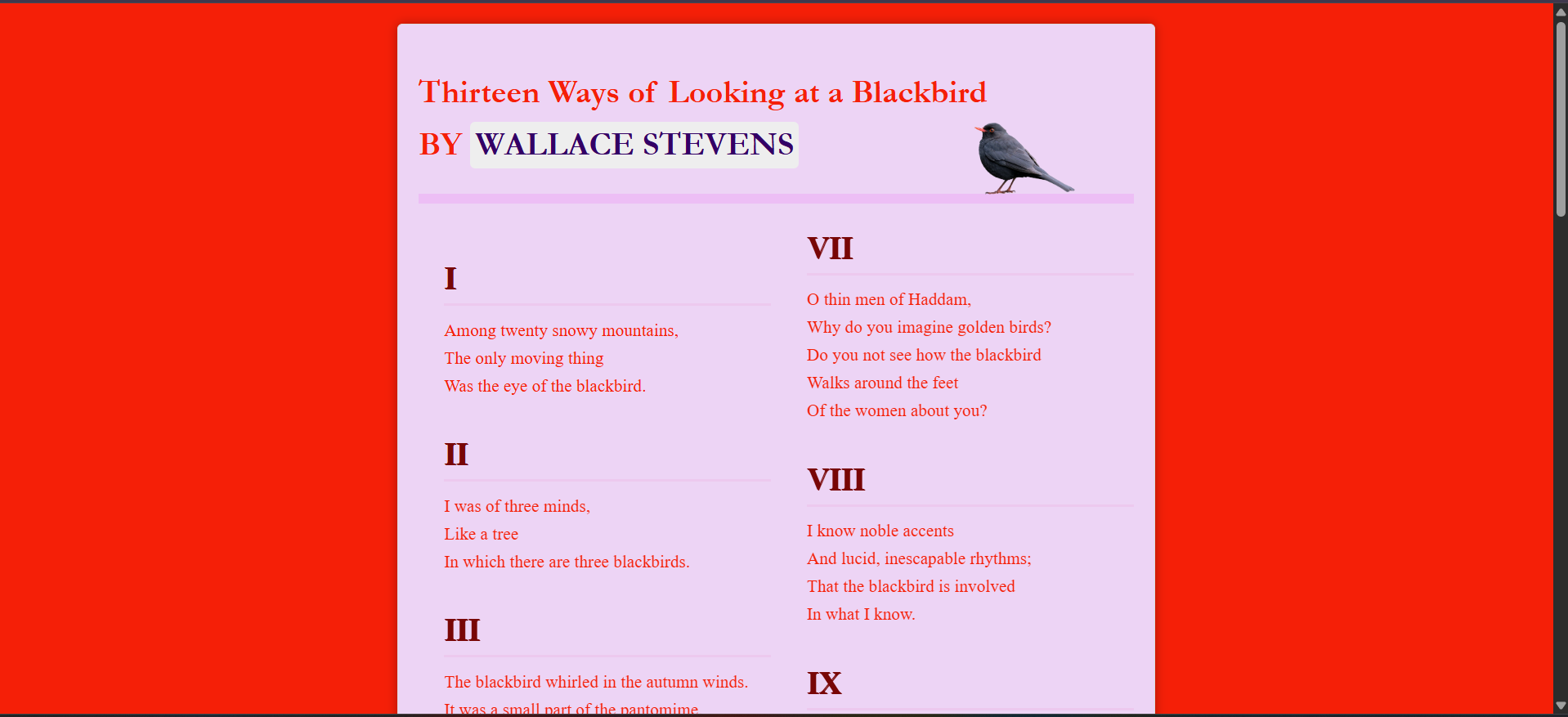 Blackbird Poem