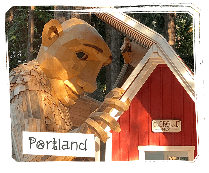 Olle Bolle, a 19-foot-tall wooden troll sculpture by Thomas Dambo