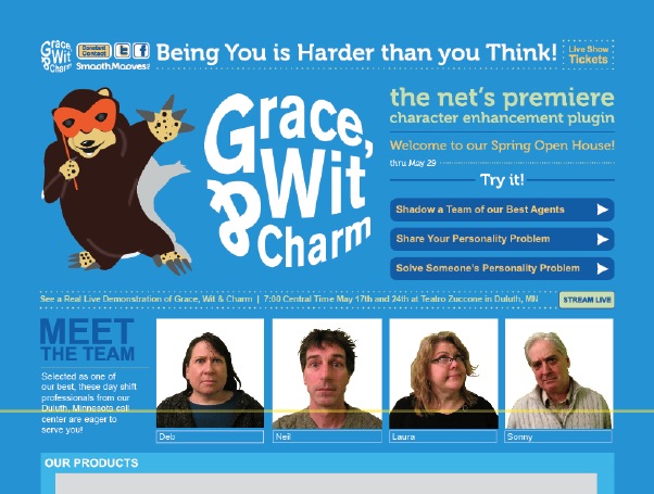 Announcement card for Grace, Wit, and Charm