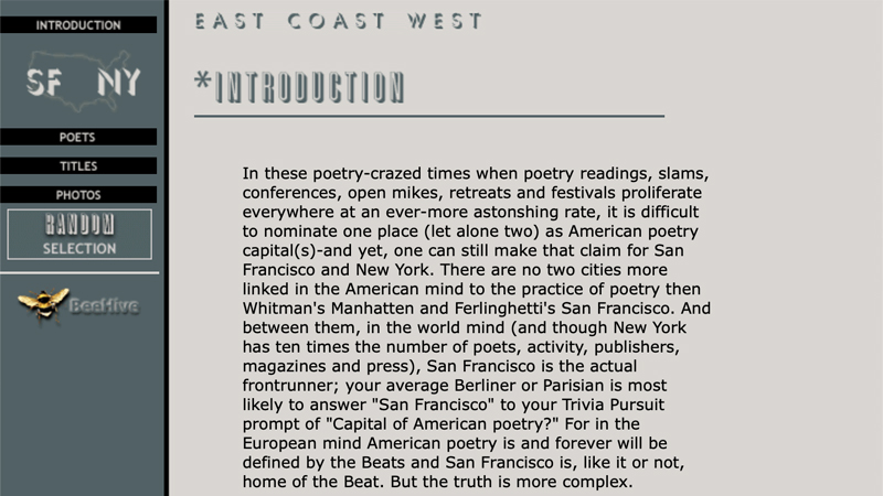 gallery image of Introduction, NY/SF Poetry Collection