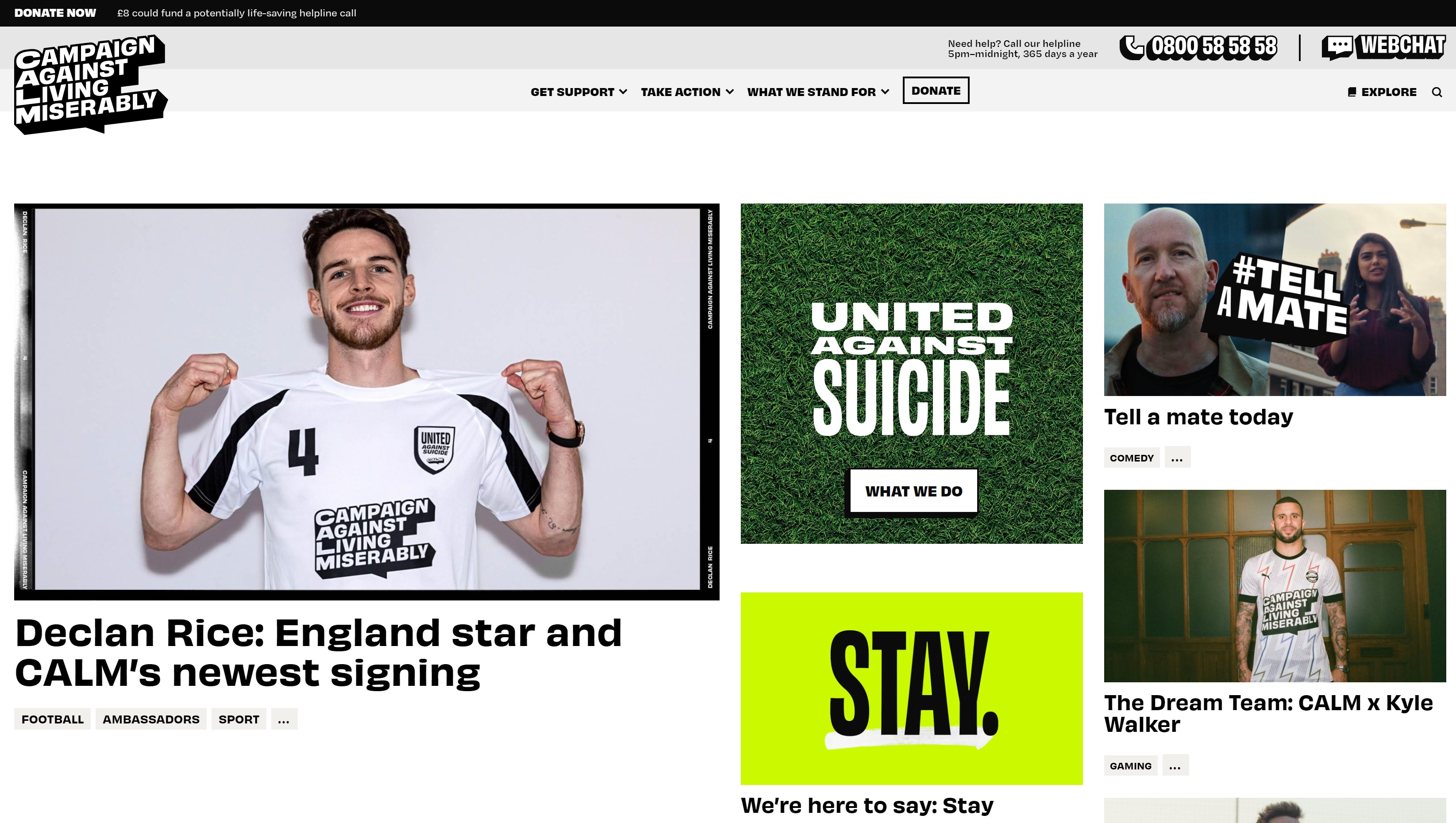 A screenshot of the home page for the Calm website.