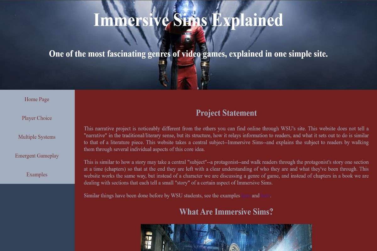 Website homepage for the Narrative Project.