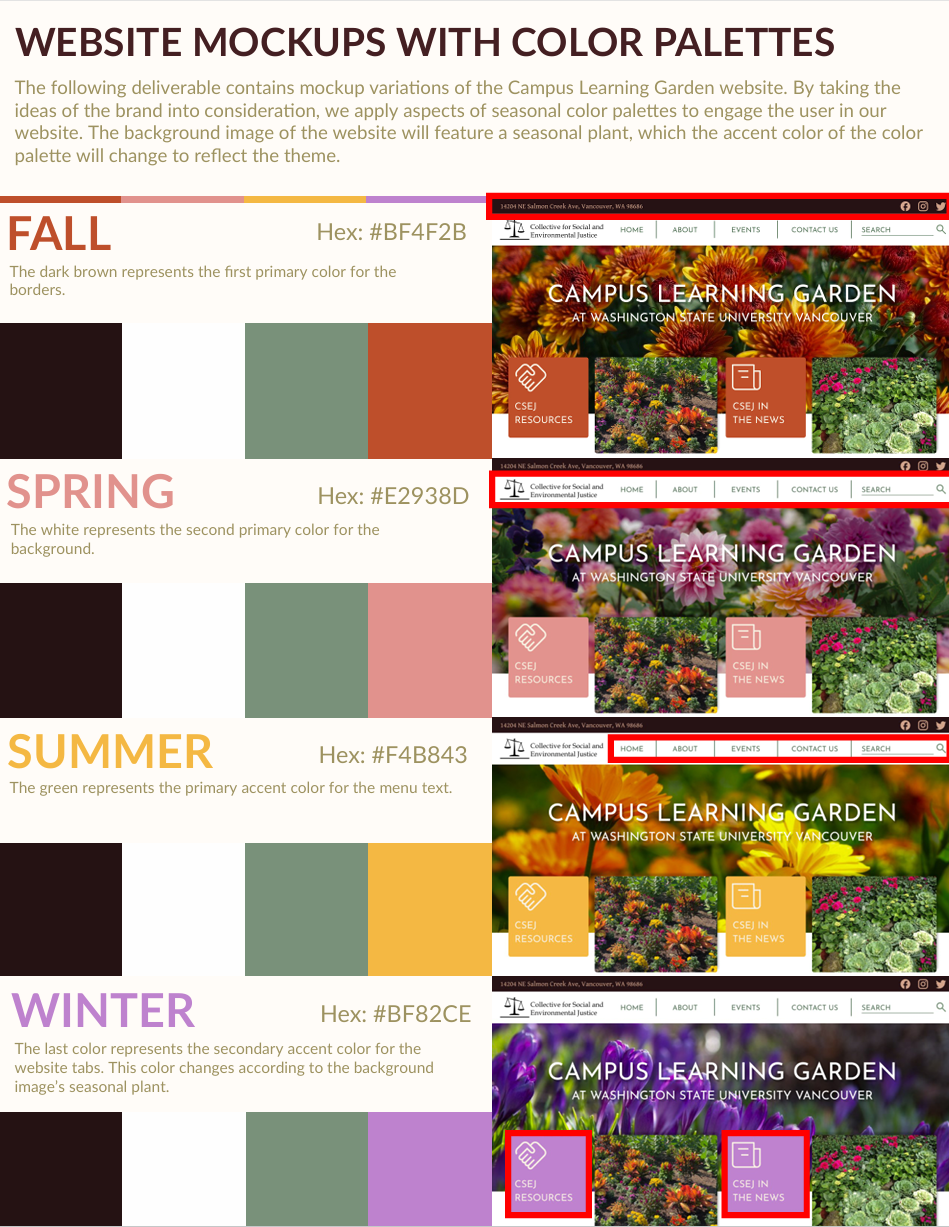 Mockups with color palettes