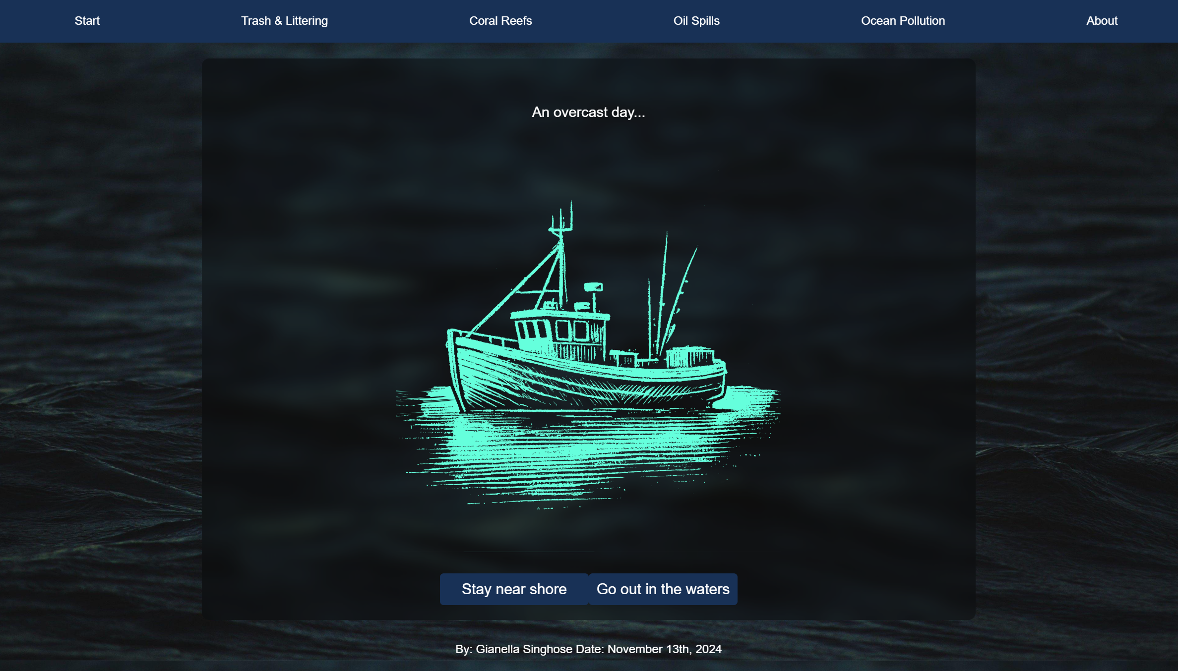 Homepage of multinarrative website