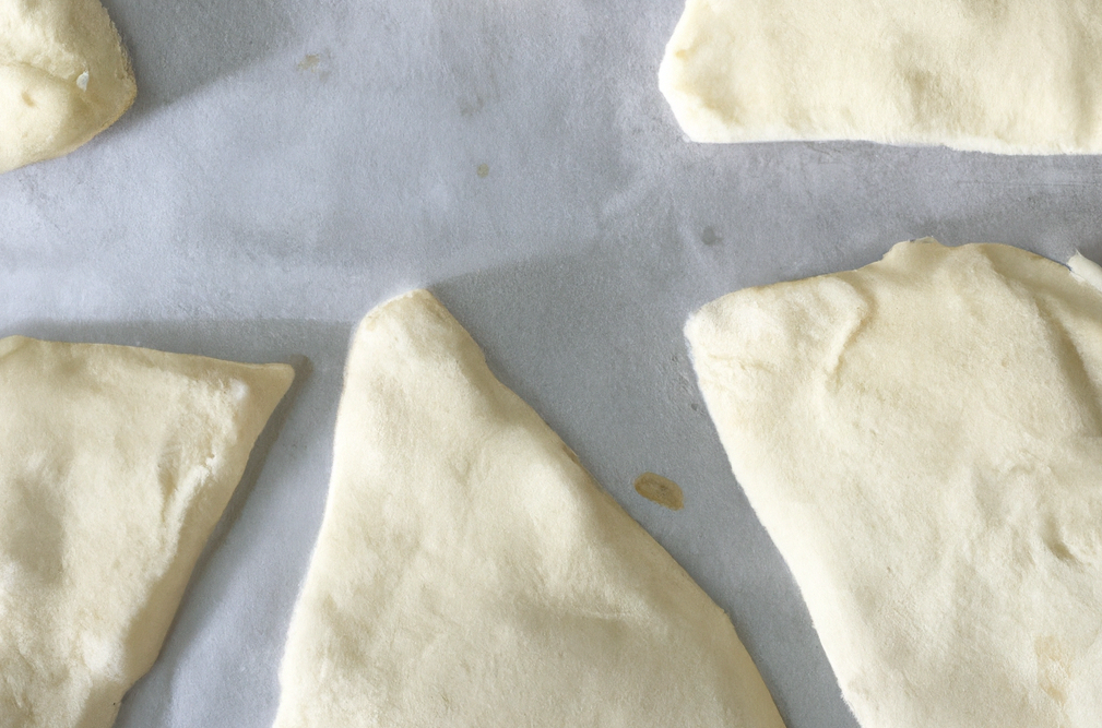 A variety of cut scone dough in triangles