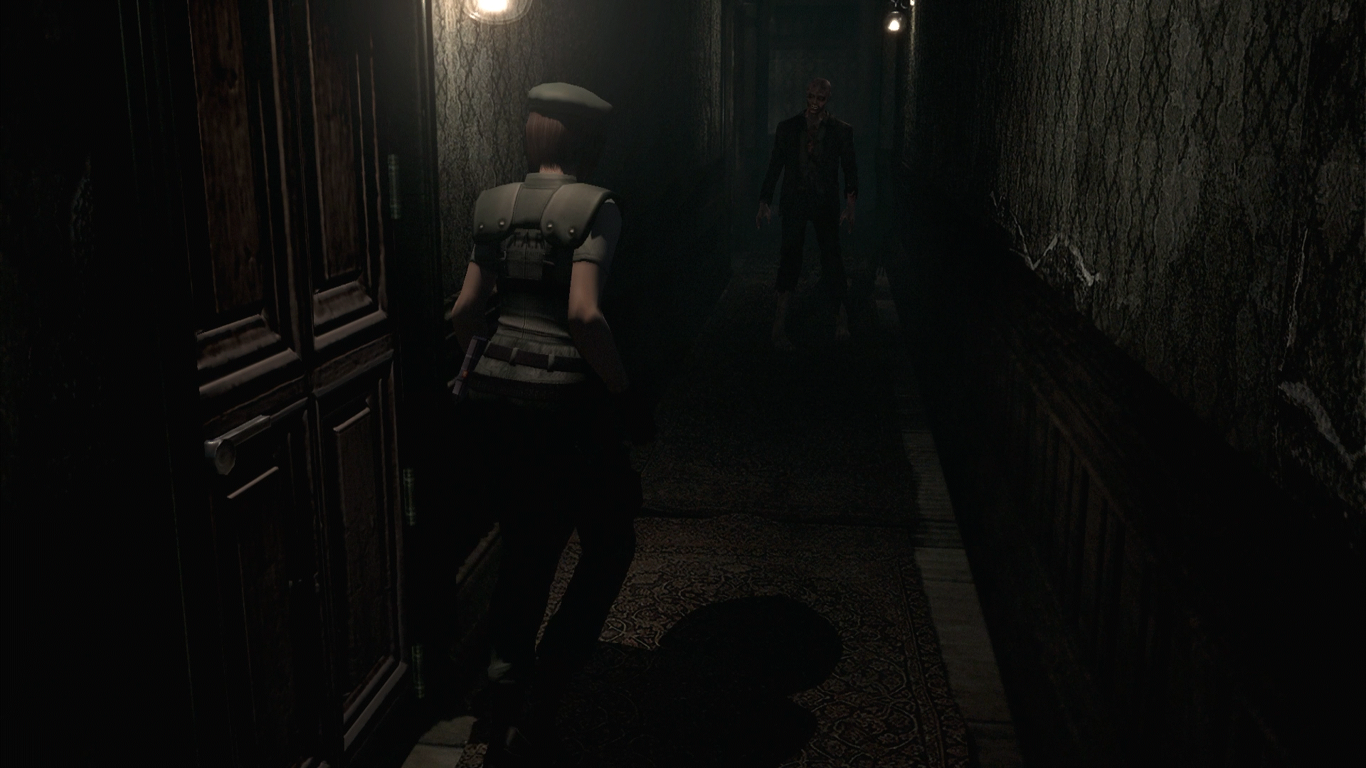 A zombie in a dark Hallway