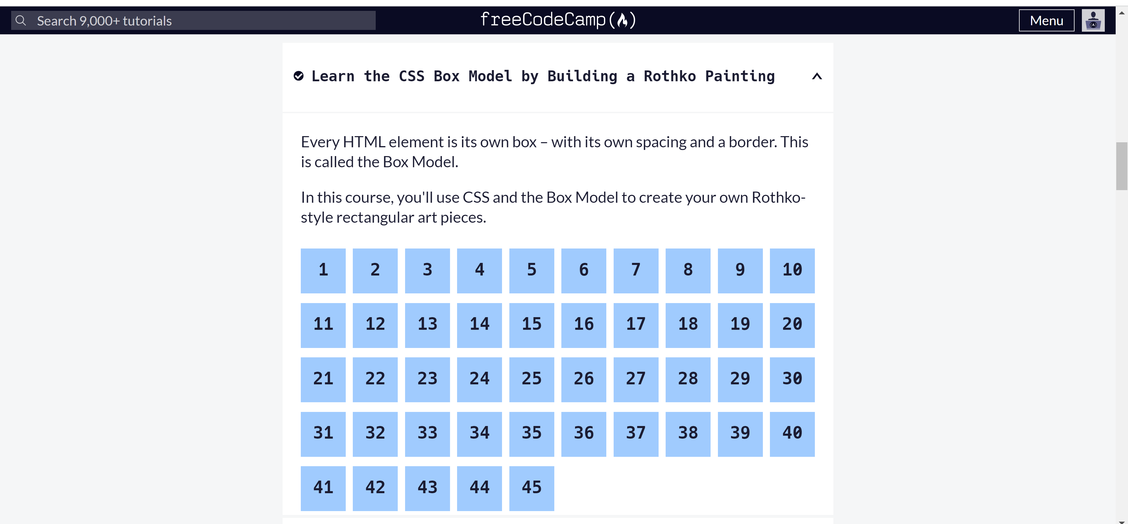 Completed FreeCodeCamp tutorial for creating a Rothko pianting using the css model