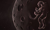 astronaut in moon and skull