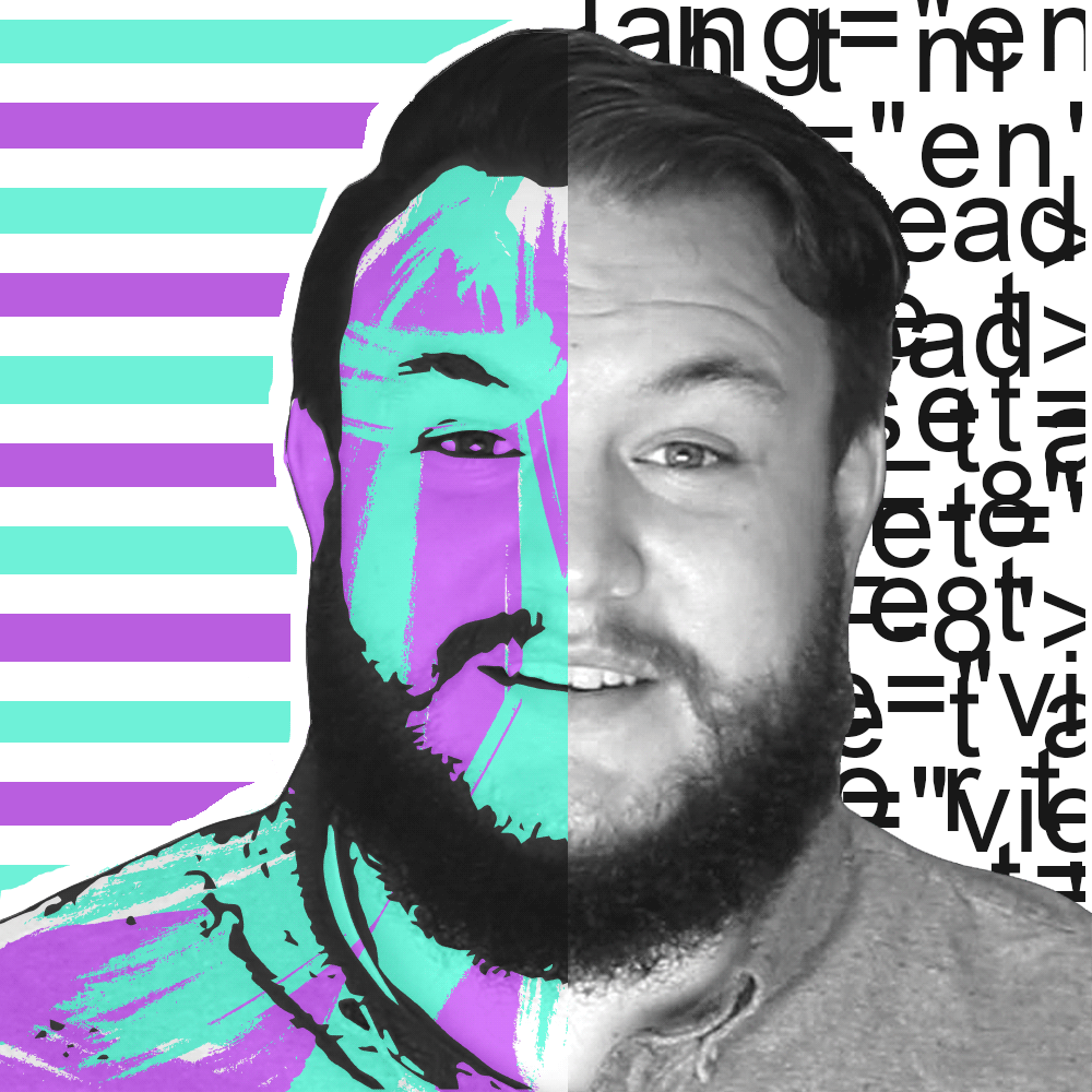 Hero image of Jakeob Maygra half photograph, half digital portrait