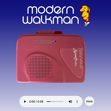 pink walkman with the title: modern walkman