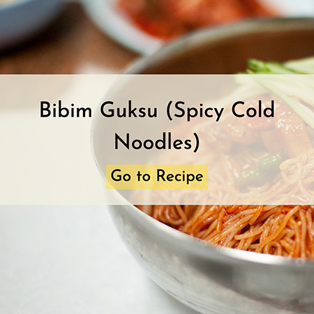 bowl of buckwheat noodles and the title BibimGuksu