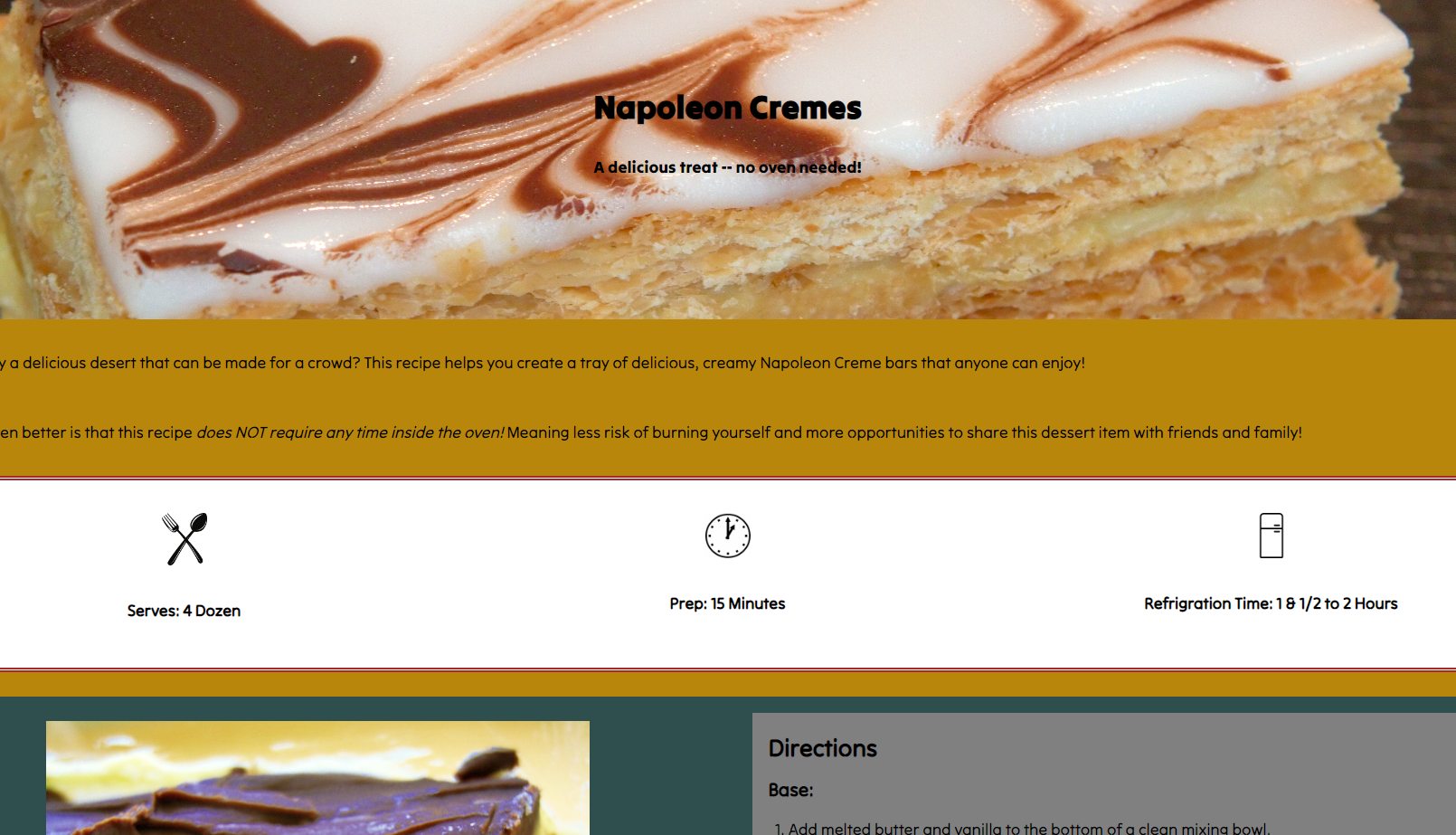 A screenshot of the recipe site.