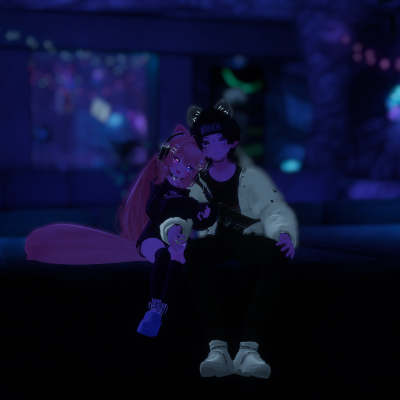 Two Avatars Leaned Against Each Other