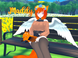 Cottage themed avatar with orange and angel wings
