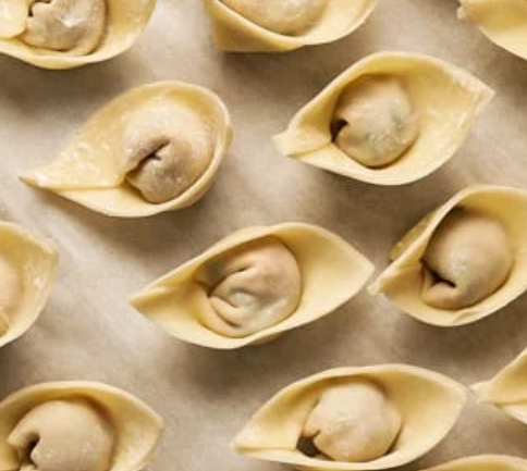 Wontons being made