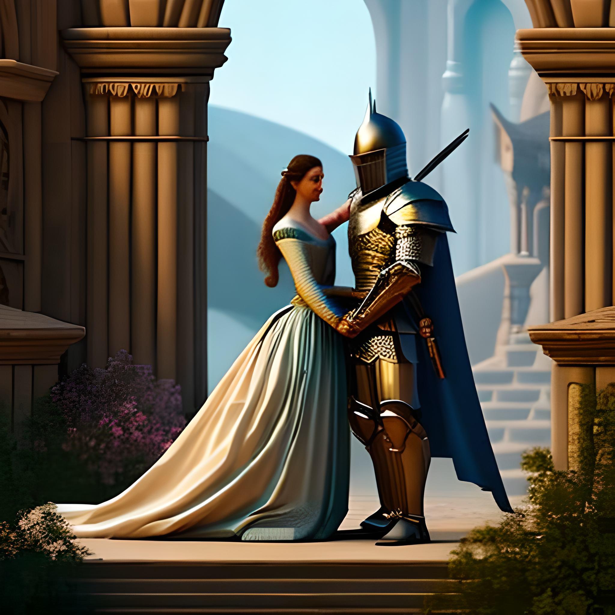 princess and knight hold hands