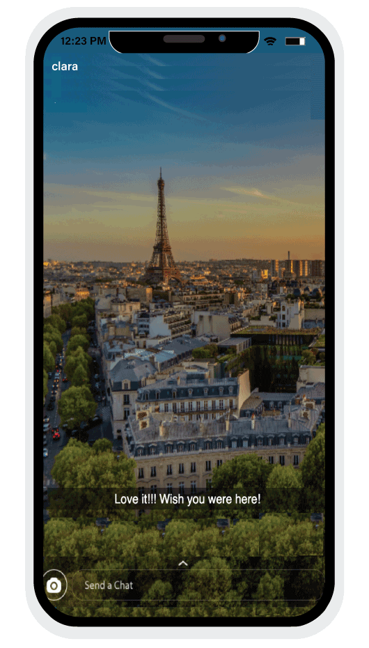 Snapchat post of Eiffel tower view