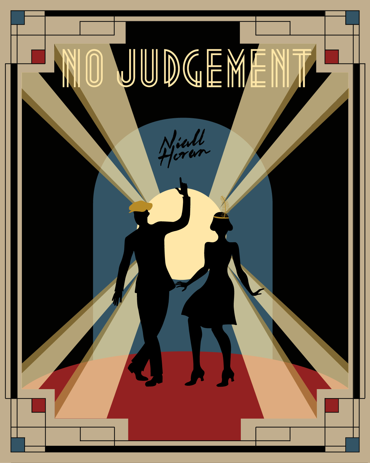 1920's themes poster with two silhouettes dancing in the moonlight