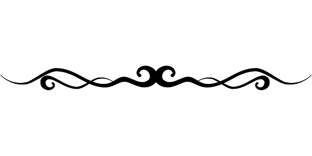 A black decorative accent with curved lines.