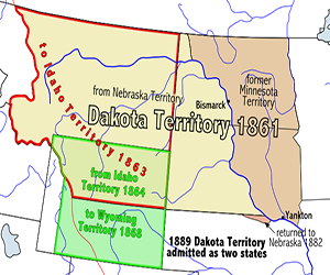 Map of the Dakota Territory in 1861.