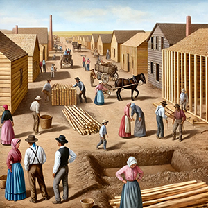 Townspeople coming together to build De Smet.
