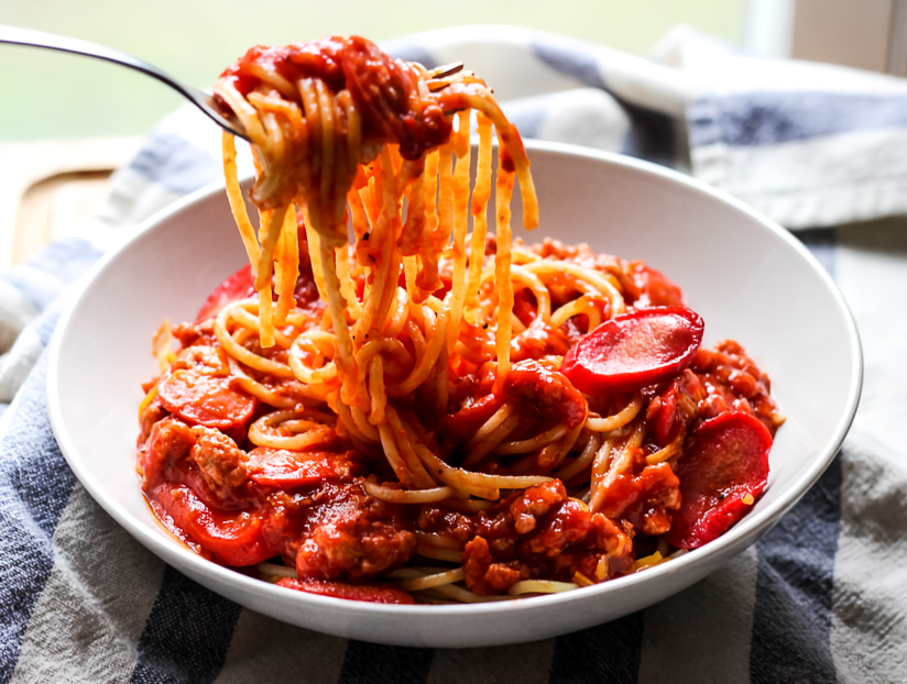 Picture of a plated filipino spaghetti meal