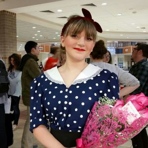 A photo of Kylie in theater makeup.