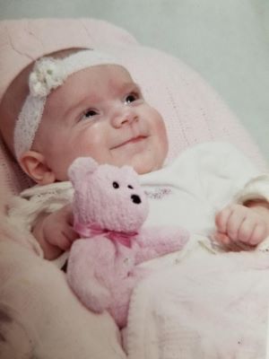 A photo of Kylie as a baby.