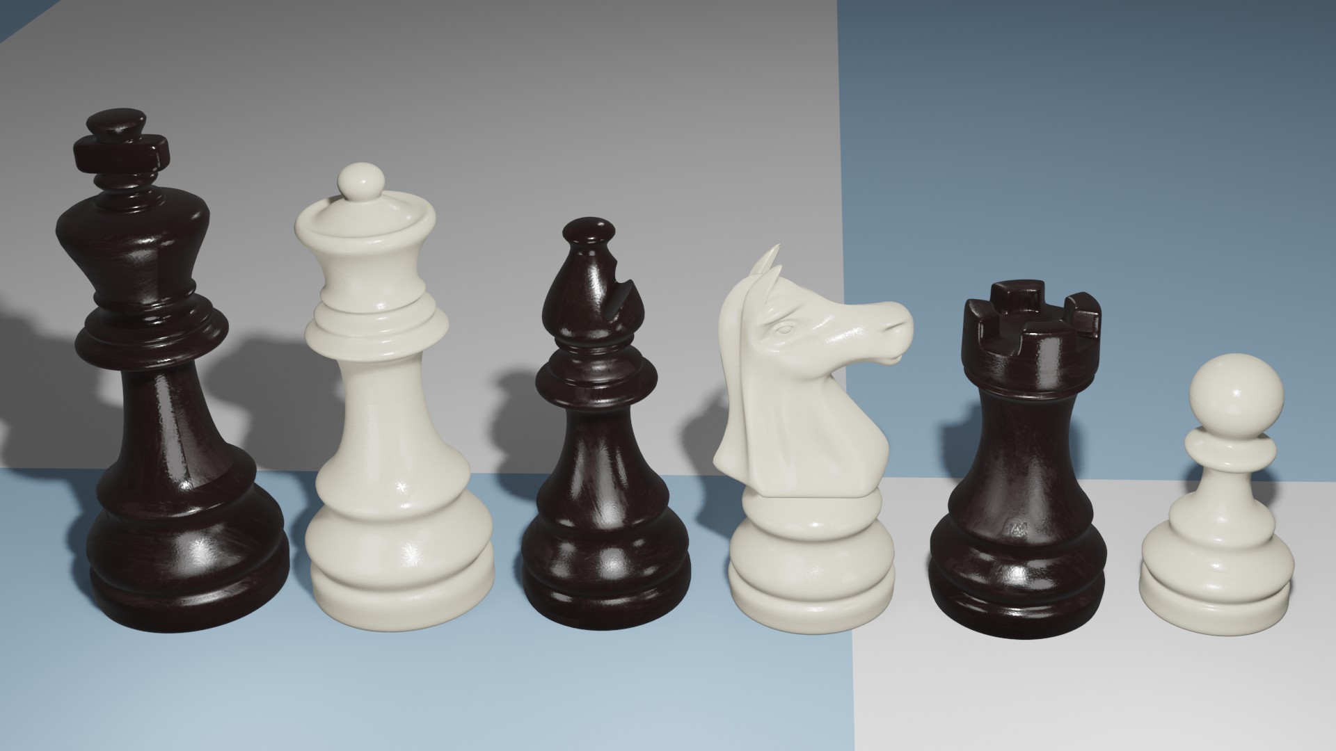 rendering of 3D chess pieces