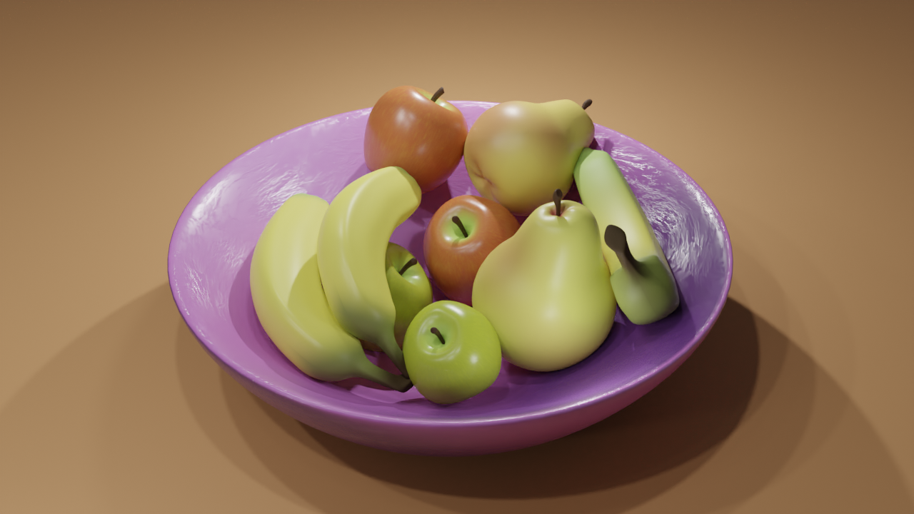 3D render of a bowl of fruit