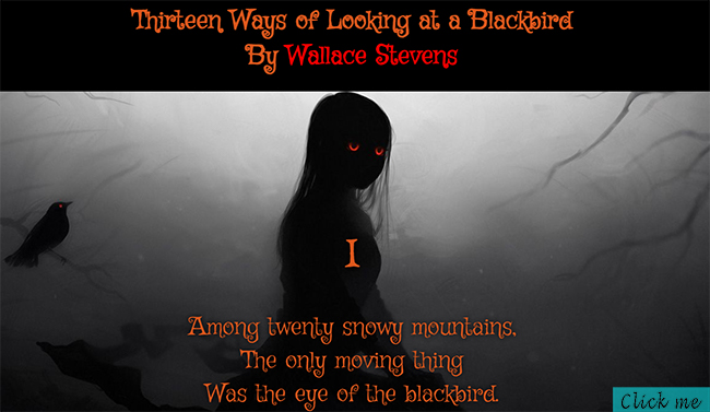 a clickable picture of a website with a black background, as well as a woman and a blackbird.