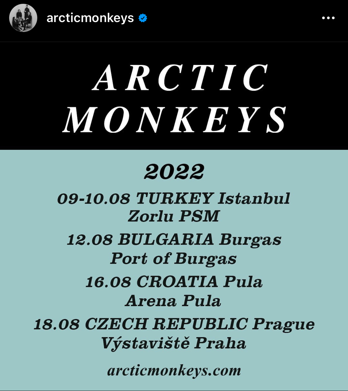 Arctic Monkeys Insta Post