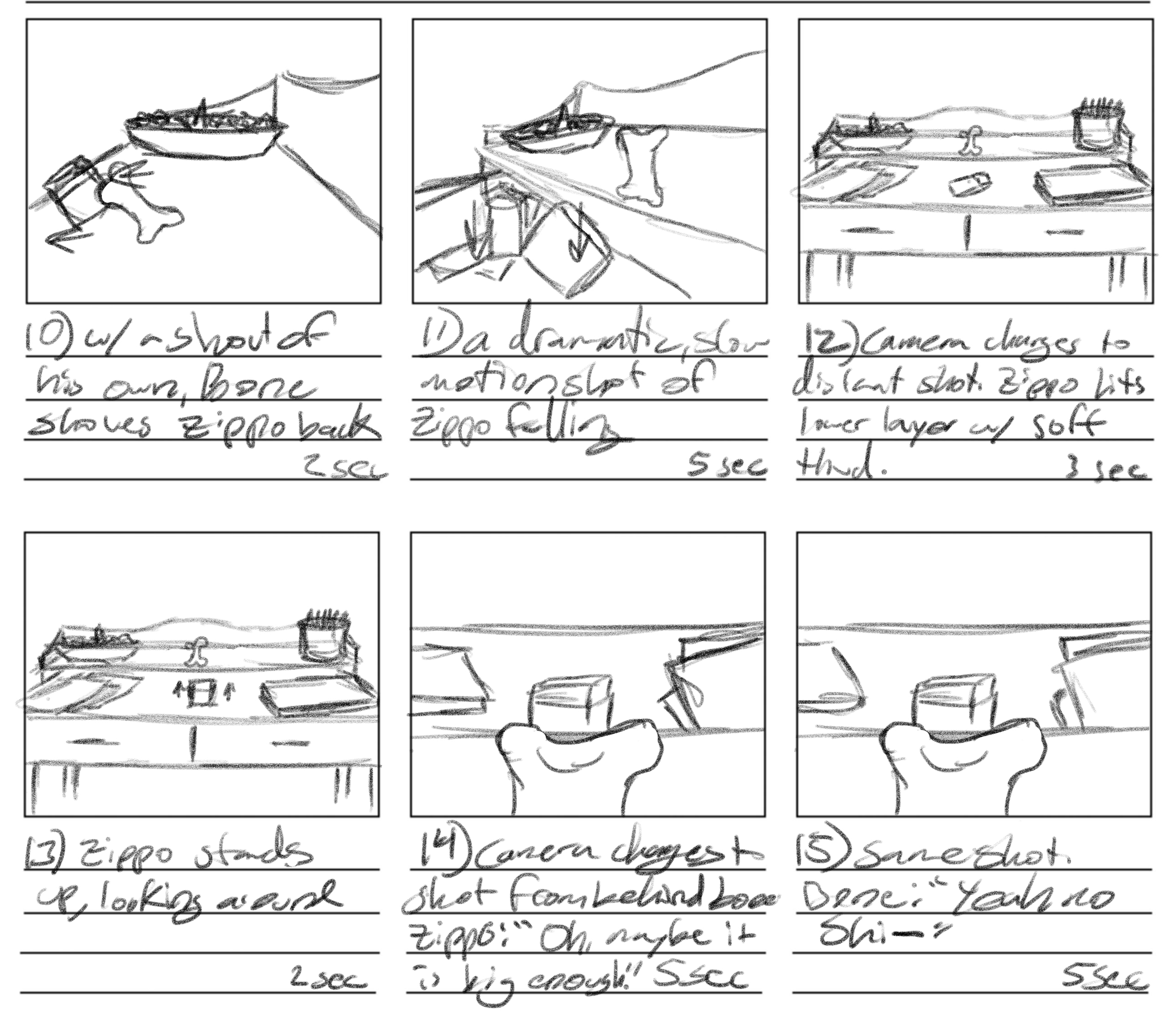 Storyboard for short film 'Elbow Room'