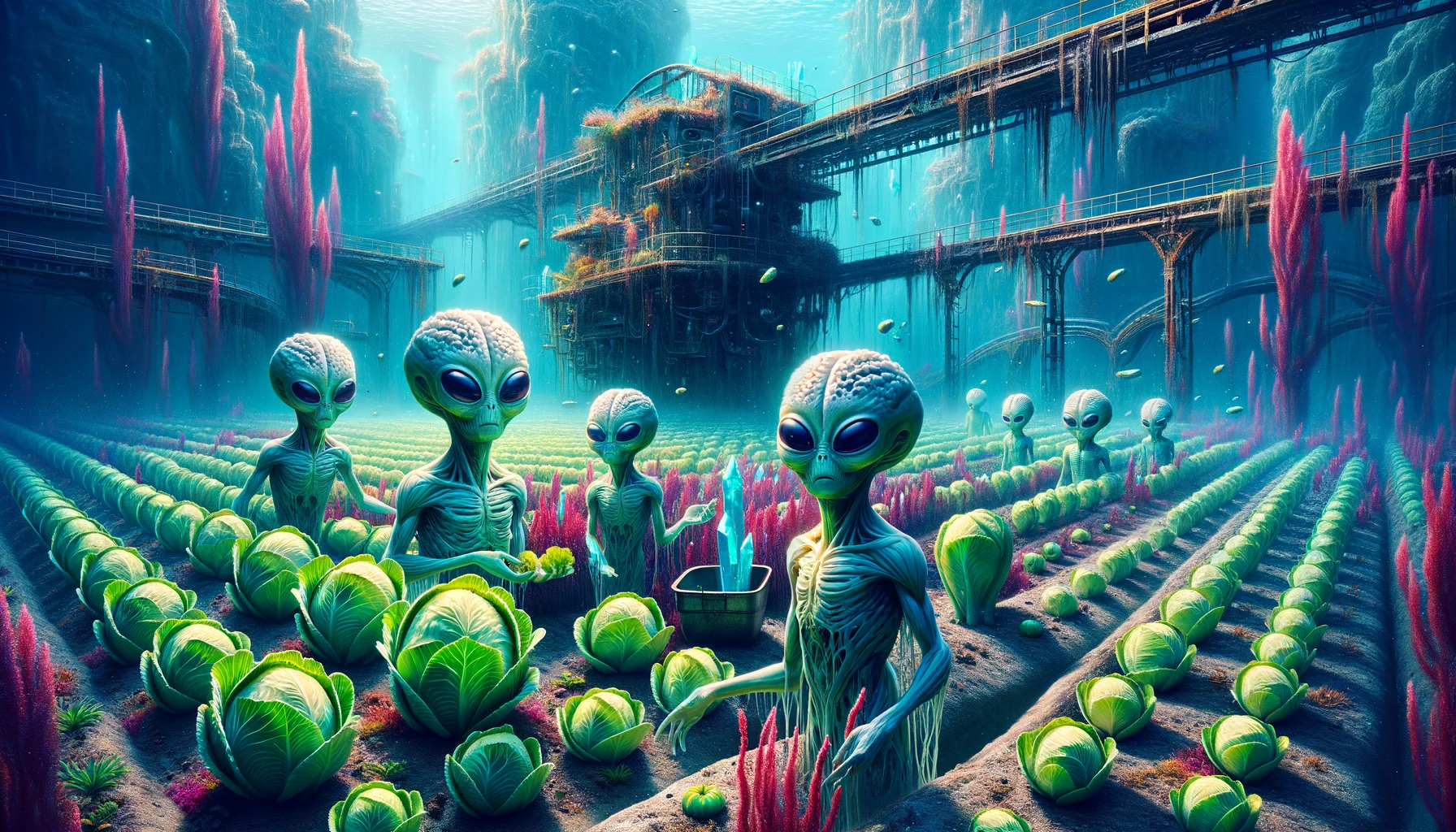 aliens growing cabbage under water