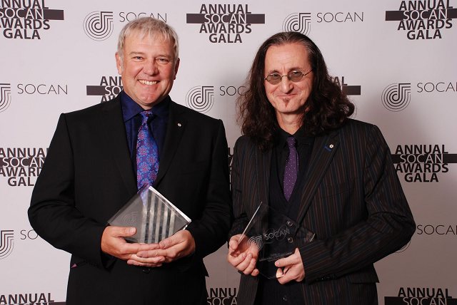 Alex and Geddy Lee with SODCAN Award