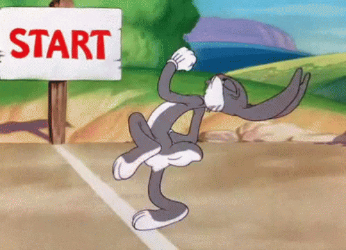 bugs bunny jogging in place at starting line GIF