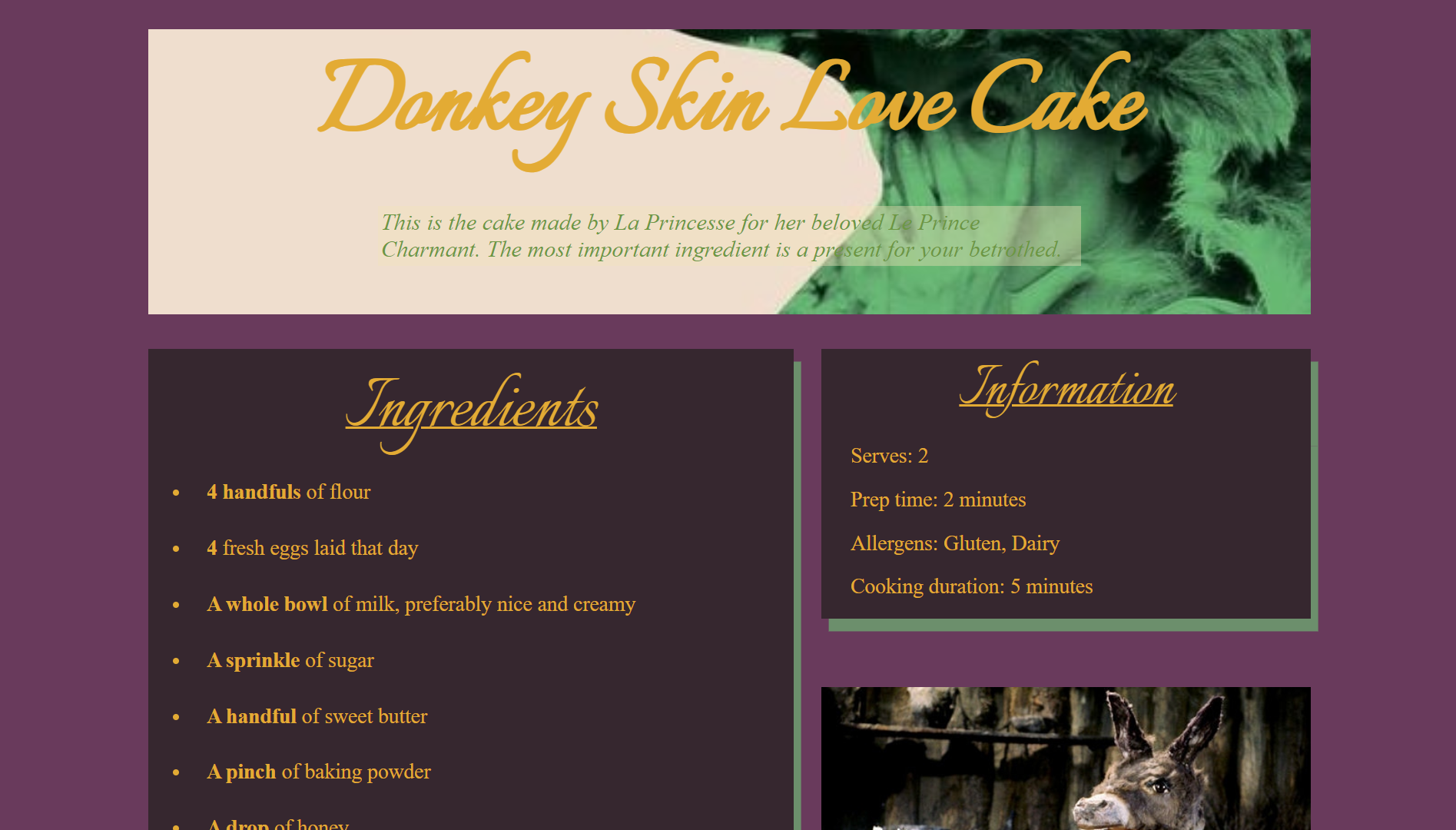 Donkey Skin Love Cake Recipe