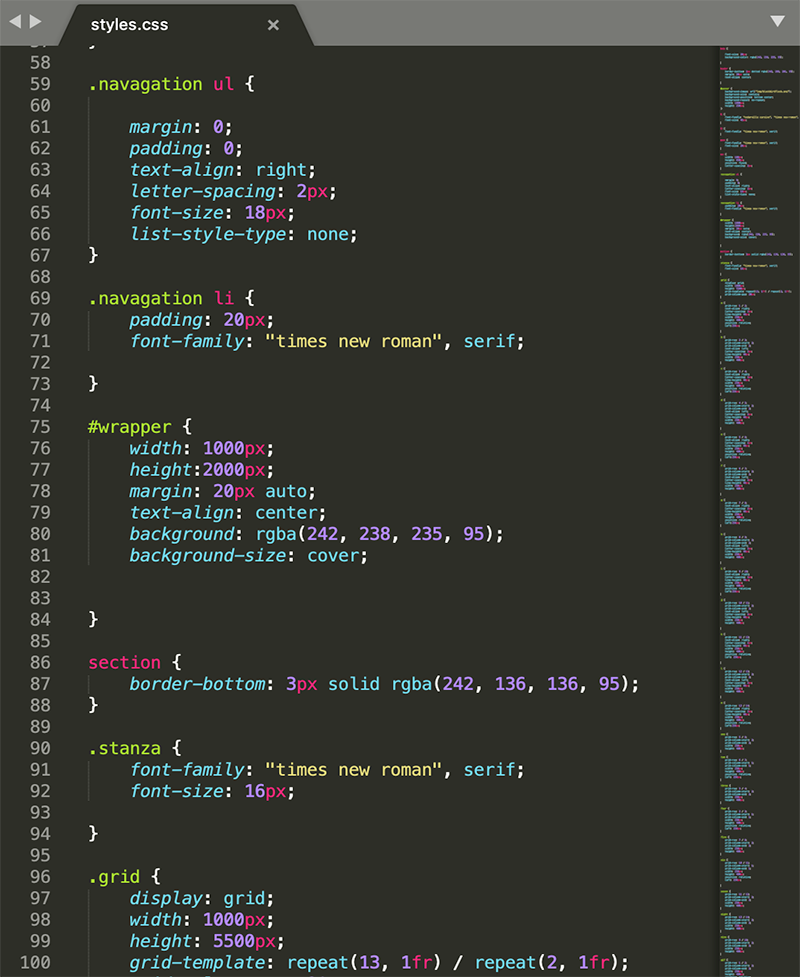 CSS stylesheet of Blackbird Website